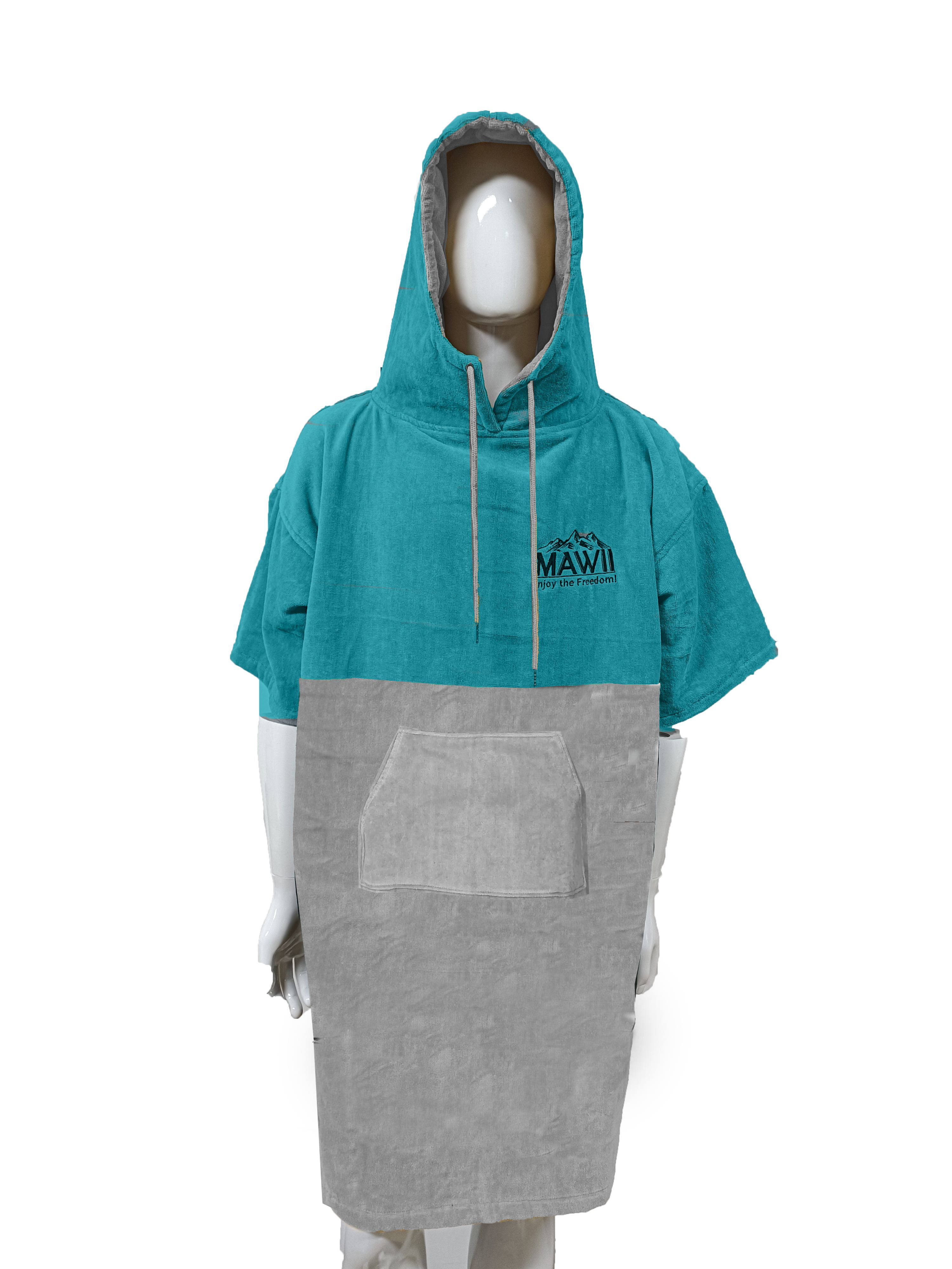 MAWII  Badehandtuch Poncho  türkis-grau