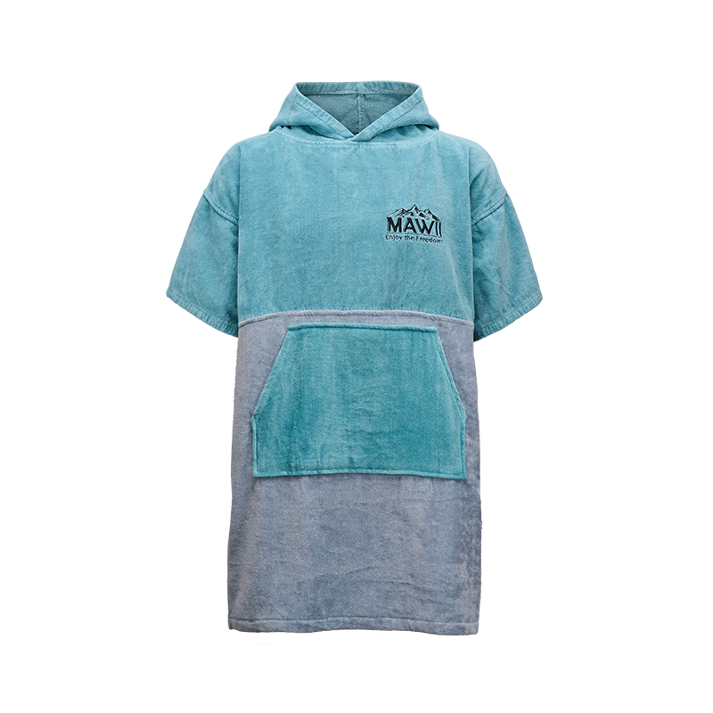 MAWII Badehandtuch Poncho mit Kapuze aus Baumwolle Farbe: blau