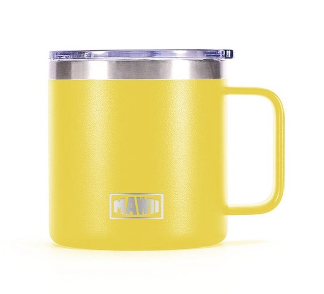 Edelstahl Kaffeebecher mit Henkel *Abverkauf* | 414 ml | Zitrus-gelb